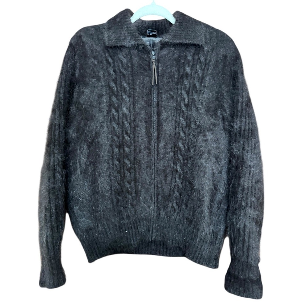Vintage Venesha High Quality 80% Angora Zip‎ Up Sweater Brown Women's Size Small